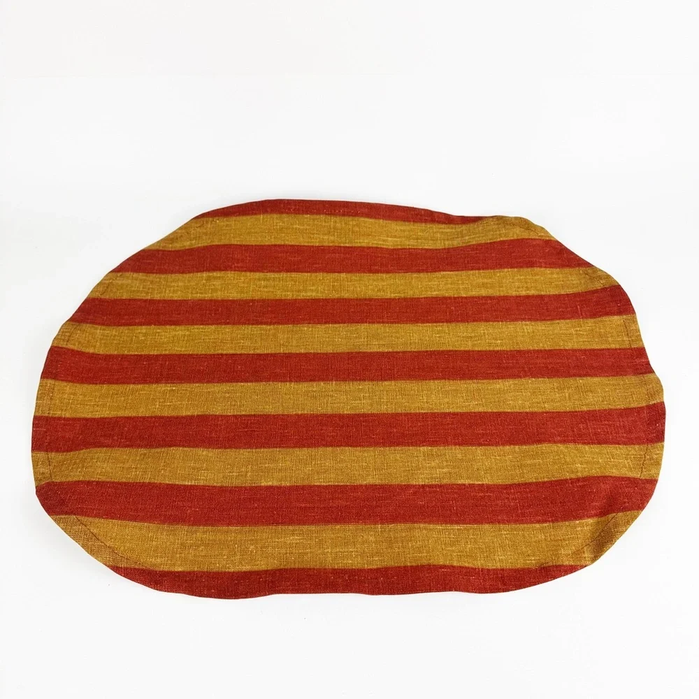 NEW IKEA Krosamos Orange Red Striped Placemat Oblong 17.75